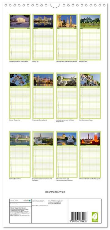 Produktbild: Familienplaner 2027 - Traumhaftes Wien mit 5 Spalten (Wandkalender, 21 x 45 cm) CALVENDO