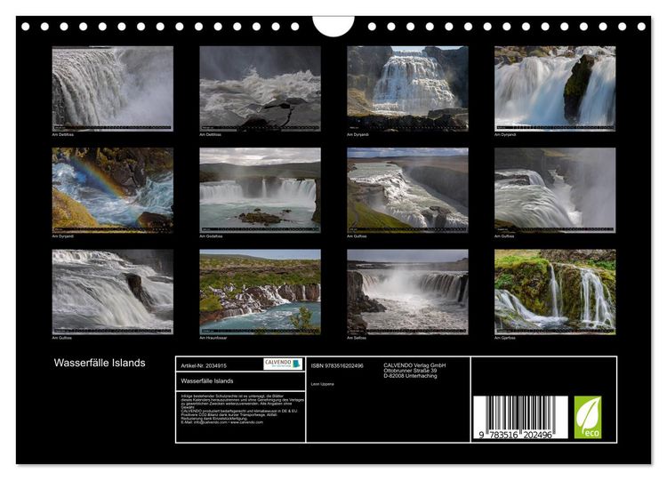 Produktbild: Wasserf&auml;lle Islands (Wandkalender 2026 DIN A4 quer), CALVENDO Monatskalender