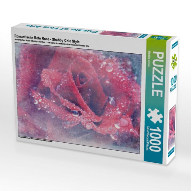Produktbild: CALVENDO Puzzle Romantische Rote Rose - Shabby Chic Style | 1000 Teile Lege-Gr&ouml;&szlig;e 64x48cm Foto-Puzzle f&uuml;r gl&uuml;ckliche Stunden