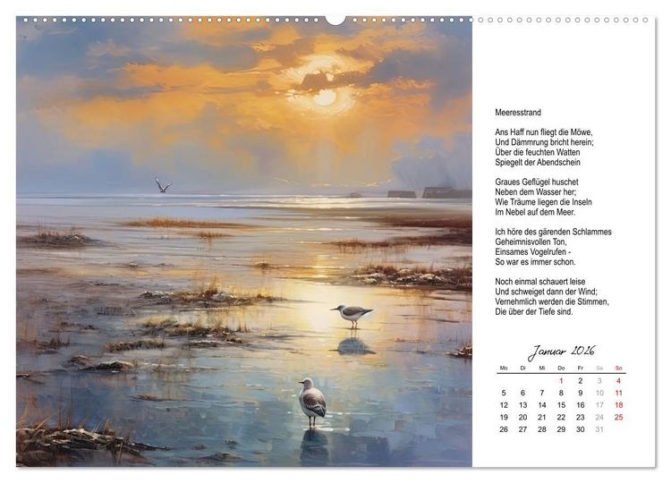 Produktbild: Gedichte von Theodor Storm (hochwertiger Premium Wandkalender 2026 DIN A2 quer), Kunstdruck in Hochglanz