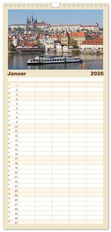 Produktbild: Familienplaner 2026 - Goldenes Prag mit 5 Spalten (Wandkalender, 21 x 45 cm) CALVENDO