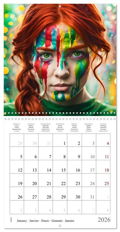 Produktbild: Facial colours - Artistic AI portraits (Wall Calendar 2026 12 &times; 12 Inch) CALVENDO 12 Month Wall Calendar
