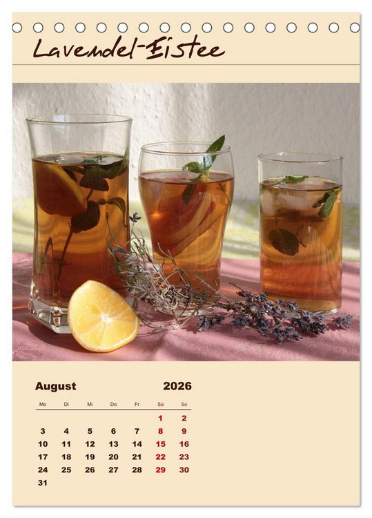 Produktbild: Erfrischender Eistee - Rezeptideen (Tischkalender 2026 DIN A5 hoch), CALVENDO Monatskalender