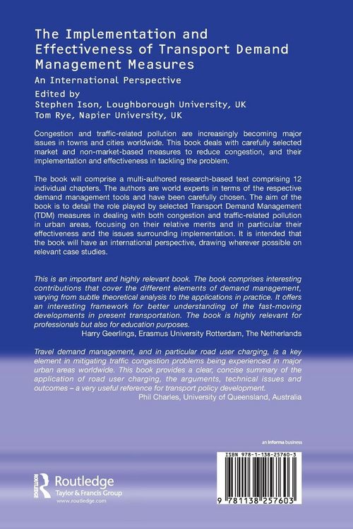 Produktbild: The Implementation and Effectiveness of Transport Demand Management Measures