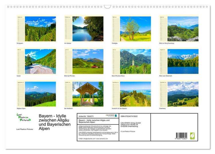 Produktbild: Bayern - Idylle zwischen Allg&auml;u und Bayerischen Alpen (Wandkalender 2026 DIN A2 quer), CALVENDO Monatskalender
