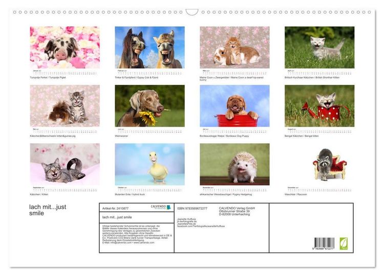 Produktbild: lach mit...just smile (Wandkalender 2027 DIN A2 quer), CALVENDO Monatskalender