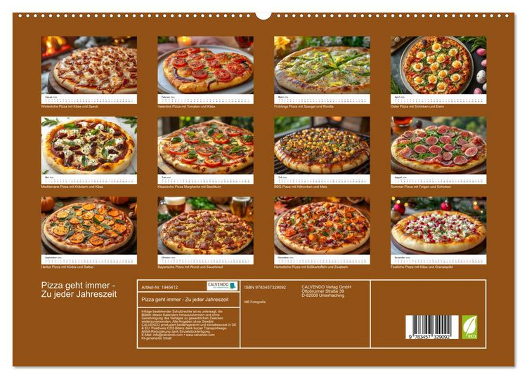 Produktbild: Pizza geht immer - Zu jeder Jahreszeit (hochwertiger Premium Wandkalender 2026 DIN A2 quer), Kunstdruck in Hochglanz