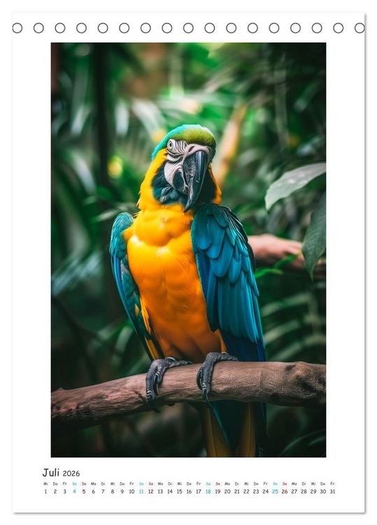 Produktbild: Exotische Sch&ouml;nheiten - pr&auml;chtig bunte V&ouml;gel (Tischkalender 2026 DIN A5 hoch), CALVENDO Monatskalender