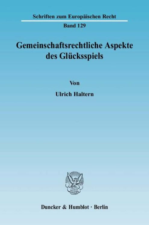 Produktbild: Gemeinschaftsrechtliche Aspekte des Gl&uuml;cksspiels.
