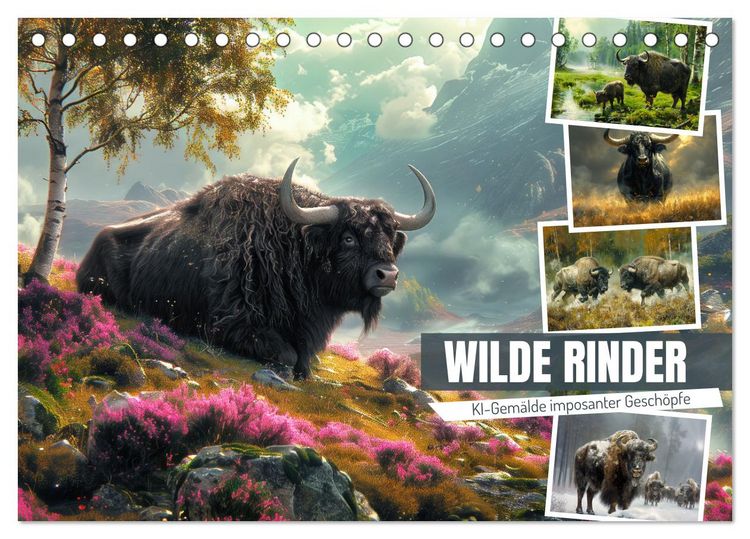 Produktbild: Wilde Rinder (Tischkalender 2026 DIN A5 quer), CALVENDO Monatskalender