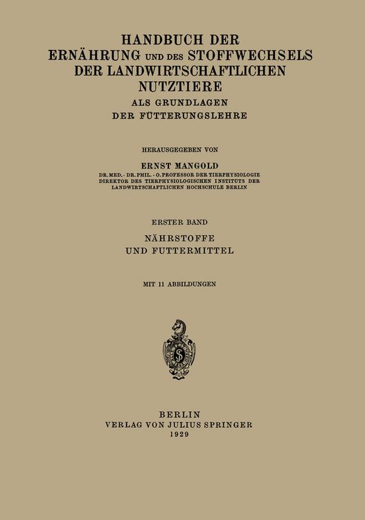 Produktbild: Handbuch der Ern&auml;hrung und des Stoffwechsels der Landwirtschaftlichen Nutztiere als Grundlagen der F&uuml;tterungslehre