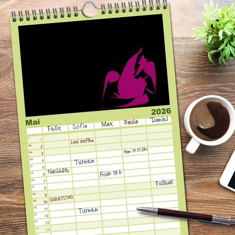 Produktbild: Familienplaner 2026 - Minimalistisch mit 5 Spalten (Wandkalender, 21 x 45 cm) CALVENDO