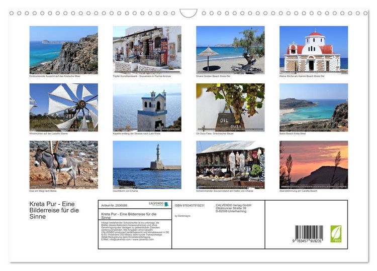 Produktbild: Kreta Pur - Eine Bilderreise f&uuml;r die Sinne (Wandkalender 2026 DIN A3 quer), CALVENDO Monatskalender