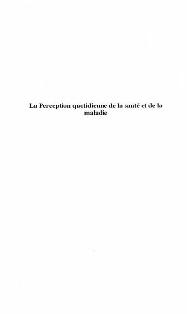 Produktbild: La perception quotidienne de la sante et de la maladie