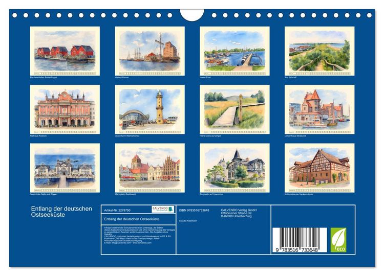 Produktbild: Entlang der deutschen Ostseek&uuml;ste (Wandkalender 2026 DIN A4 quer), CALVENDO Monatskalender