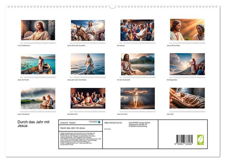 Produktbild: Durch das Jahr mit Jesus (hochwertiger Premium Wandkalender 2026 DIN A2 quer), Kunstdruck in Hochglanz