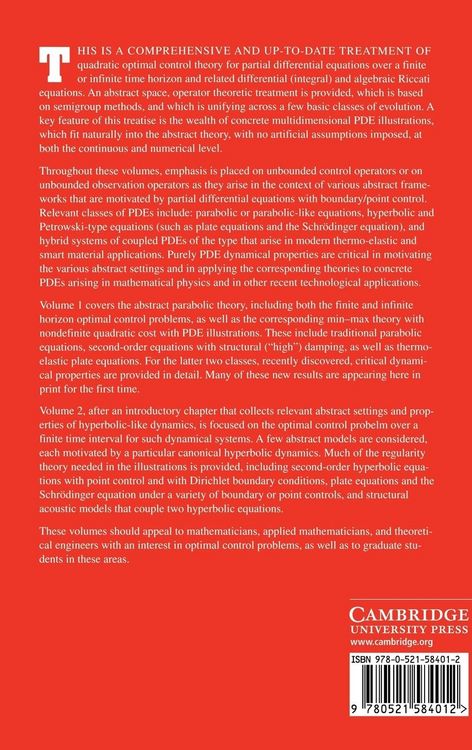 Produktbild: Control Theory for Partial Differential Equations