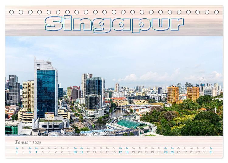 Produktbild: Singapur als Panorama (Tischkalender 2026 DIN A5 quer), CALVENDO Monatskalender