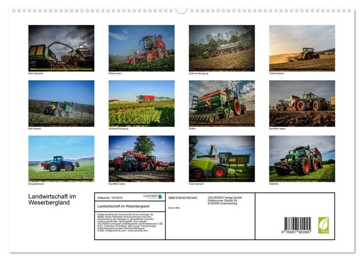 Produktbild: Landwirtschaft im Weserbergland (Wandkalender 2026 DIN A2 quer), CALVENDO Monatskalender