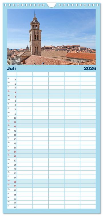 Produktbild: Familienplaner 2026 - Weltkulturerbe Dubrovnik mit 5 Spalten (Wandkalender, 21 x 45 cm) CALVENDO