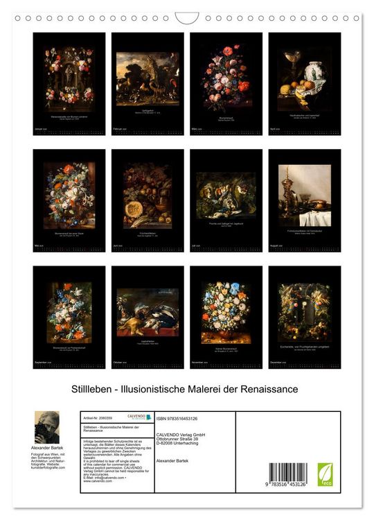 Produktbild: Stillleben - Illusionistische Malerei der Renaissance (Wandkalender 2026 DIN A3 hoch), CALVENDO Monatskalender