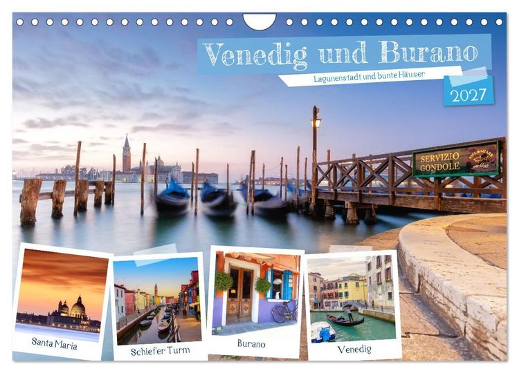 Produktbild: Venedig und Burano - Lagunenstadt und bunte H&auml;user (Wandkalender 2027 DIN A4 quer), CALVENDO Monatskalender