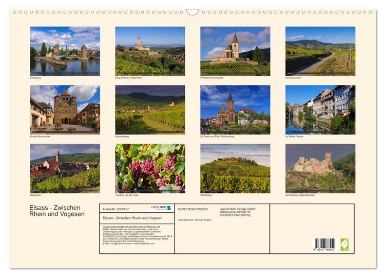 Produktbild: Elsass - Zwischen Rhein und Vogesen (Wandkalender 2026 DIN A2 quer), CALVENDO Monatskalender