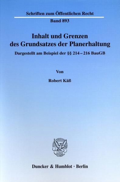 Produktbild: Inhalt und Grenzen des Grundsatzes der Planerhaltung.