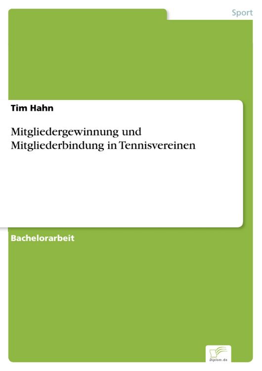 Produktbild: Mitgliedergewinnung und Mitgliederbindung in Tennisvereinen