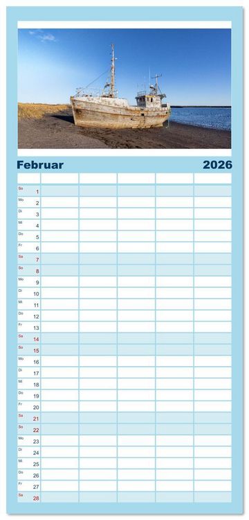 Produktbild: Familienplaner 2026 - Wracks der Vergangenheit &ndash; Gestrandete Zeugen der Zeit mit 5 Spalten (Wandkalender, 21 x 45 cm) CALVENDO