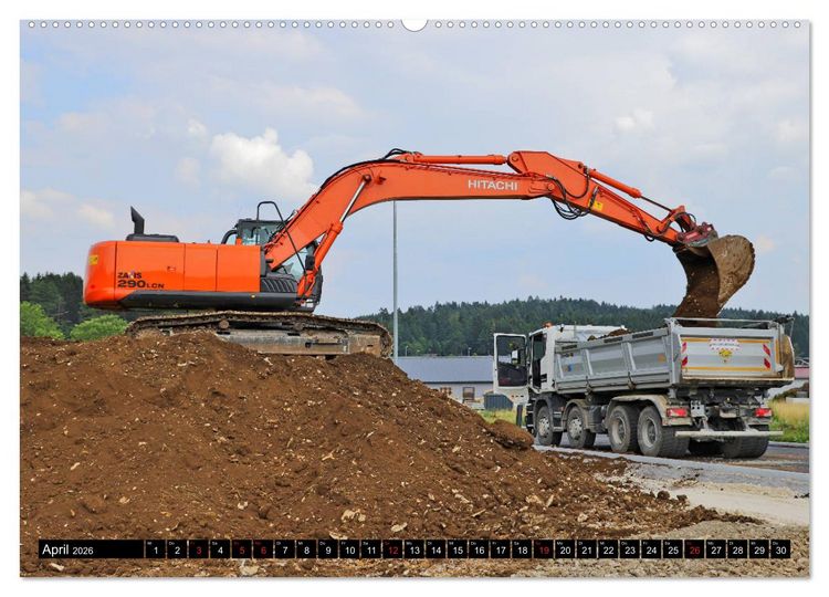 Produktbild: Baufahrzeuge auf der Baustelle (Wandkalender 2026 DIN A2 quer), CALVENDO Monatskalender