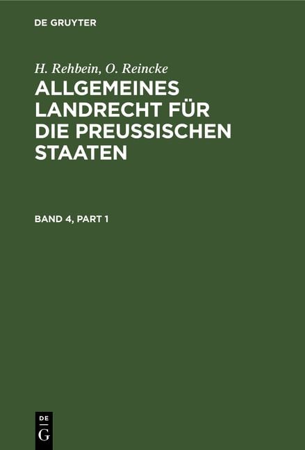 Produktbild: Allgemeines Landrecht f&uuml;r die Preu&szlig;ischen Staaten. Band 4