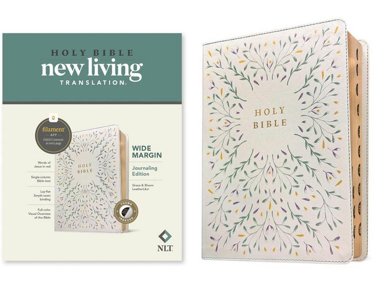 Produktbild: NLT Wide Margin Bible, Filament Enabled (Leatherlike, Grace & Bloom, Indexed, Red Letter)