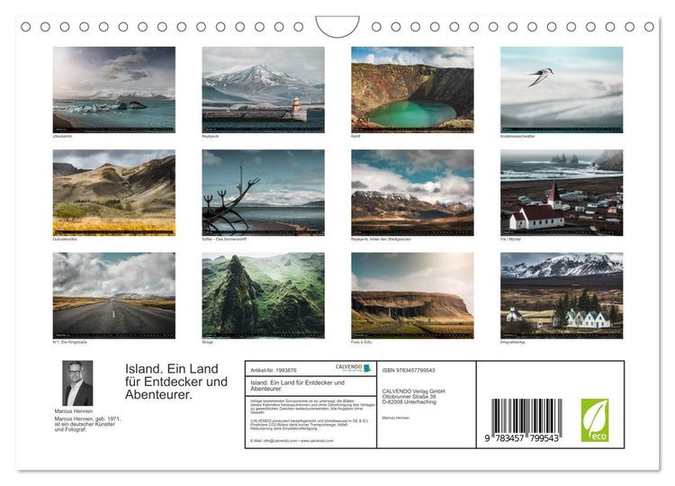 Produktbild: Island. Ein Land f&uuml;r Entdecker und Abenteurer. (Wandkalender 2026 DIN A4 quer), CALVENDO Monatskalender