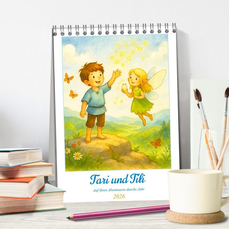 Produktbild: Tari und Tili (Tischkalender 2026 DIN A5 hoch), CALVENDO Monatskalender