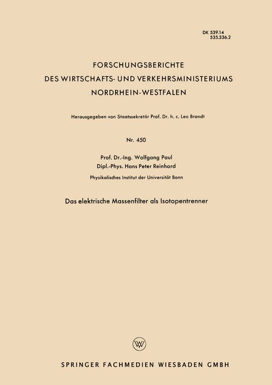 Produktbild: Das elektrische Massenfilter als Isotopentrenner