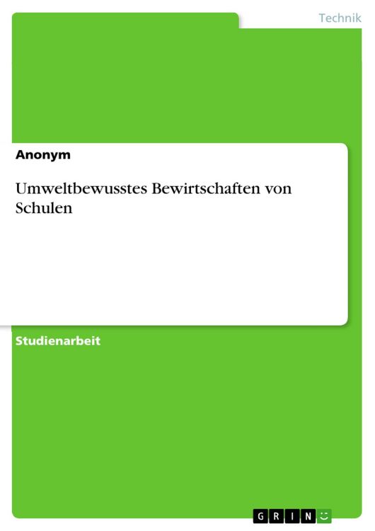 Produktbild: Umweltbewusstes Bewirtschaften von Schulen