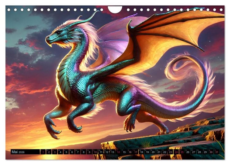 Produktbild: Pr&auml;chtige Drachen, gut oder b&ouml;se? (Wandkalender 2026 DIN A4 quer), CALVENDO Monatskalender