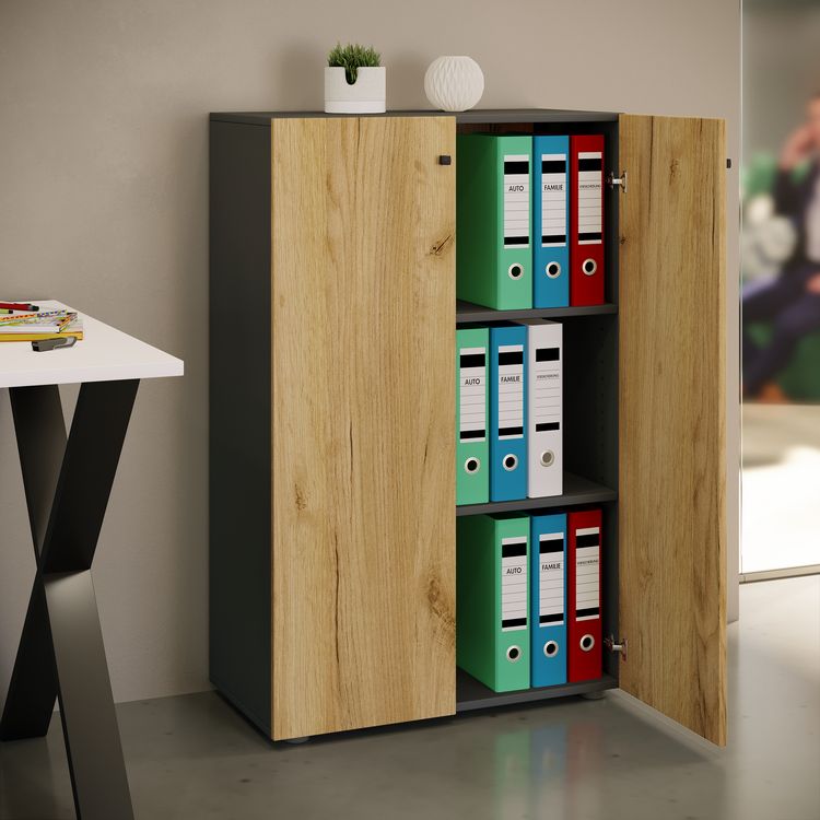 Produktbild: B&uuml;roschrank B&uuml;cher Ordner Aktenschrank Lona 3fach