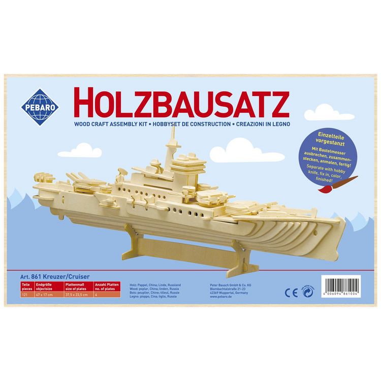 Produktbild: PEBARO 861 - Holzbausatz Kreuzer, 121 Teile, Holzkonstruktion zum Zusammenstecken