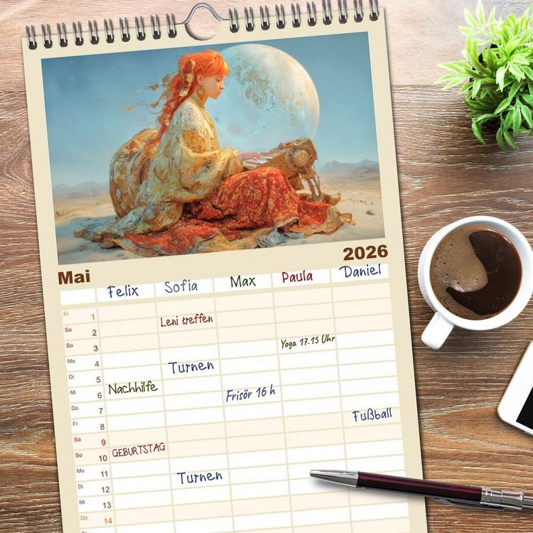 Produktbild: Familienplaner 2026 - Eine Liebe zur Musik - Musikanten mit 5 Spalten (Wandkalender, 21 x 45 cm) CALVENDO