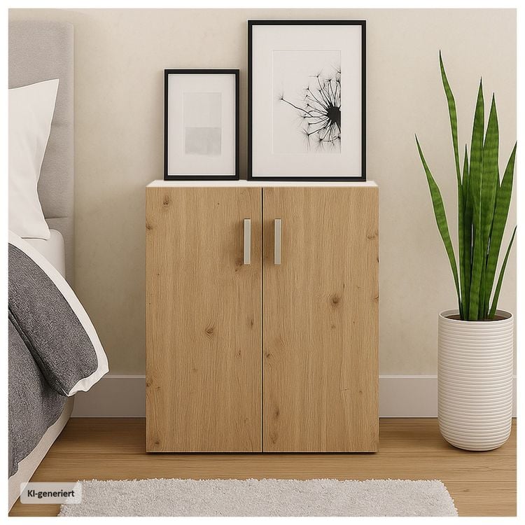 Produktbild: HTI-Living Kommode mit 2 Regalf&auml;chern Nina Wei&szlig;-Artisaneiche