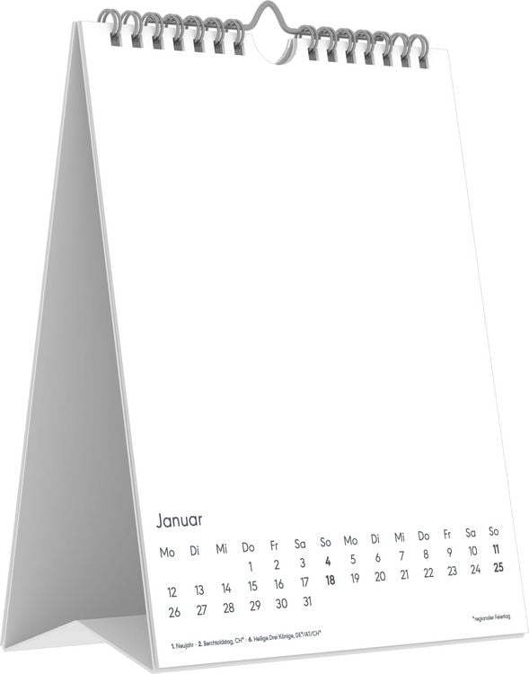 Produktbild: Kreativkalender Tischaufsteller hoch wei&szlig; 2027