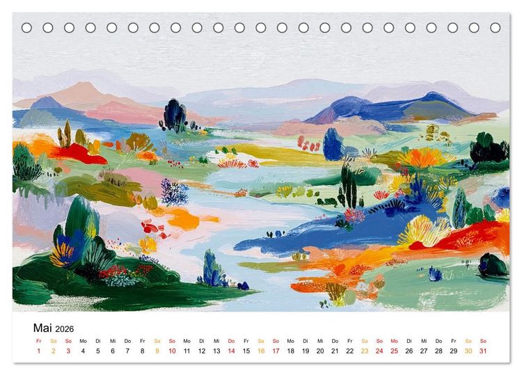 Produktbild: Kunst trifft Landschaft (Tischkalender 2026 DIN A5 quer), CALVENDO Monatskalender