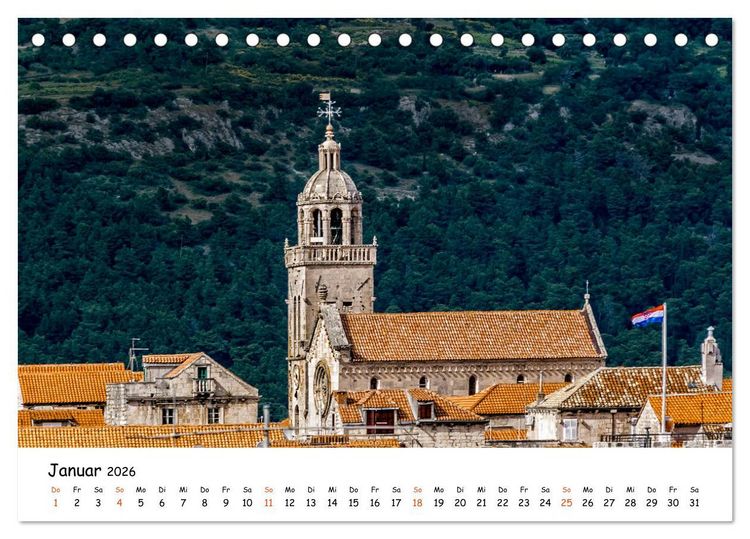 Produktbild: Dalmatiens S&uuml;den, Peljesac und Korcula (Tischkalender 2026 DIN A5 quer), CALVENDO Monatskalender