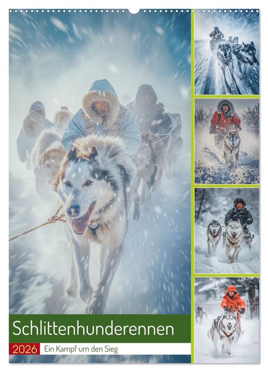 Produktbild: Schlittenhunderennen (Wandkalender 2026 DIN A2 hoch), CALVENDO Monatskalender