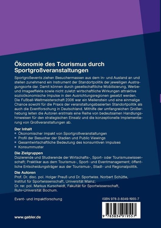 Produktbild: &Ouml;konomie des Tourismus durch Sportgro&szlig;veranstaltungen