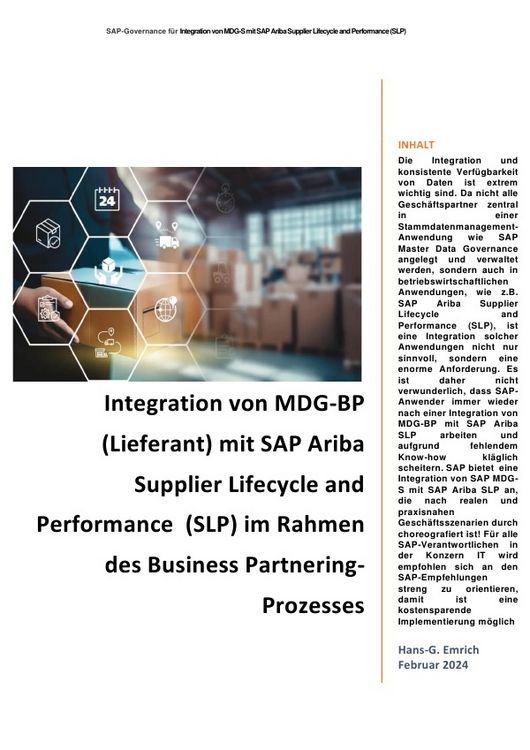 Produktbild: Integration von MDG-BP (Lieferant) mit SAP Ariba Supplier Lifecycle and Performance (SLP) im Rahmen des Business Partnering-Prozesses