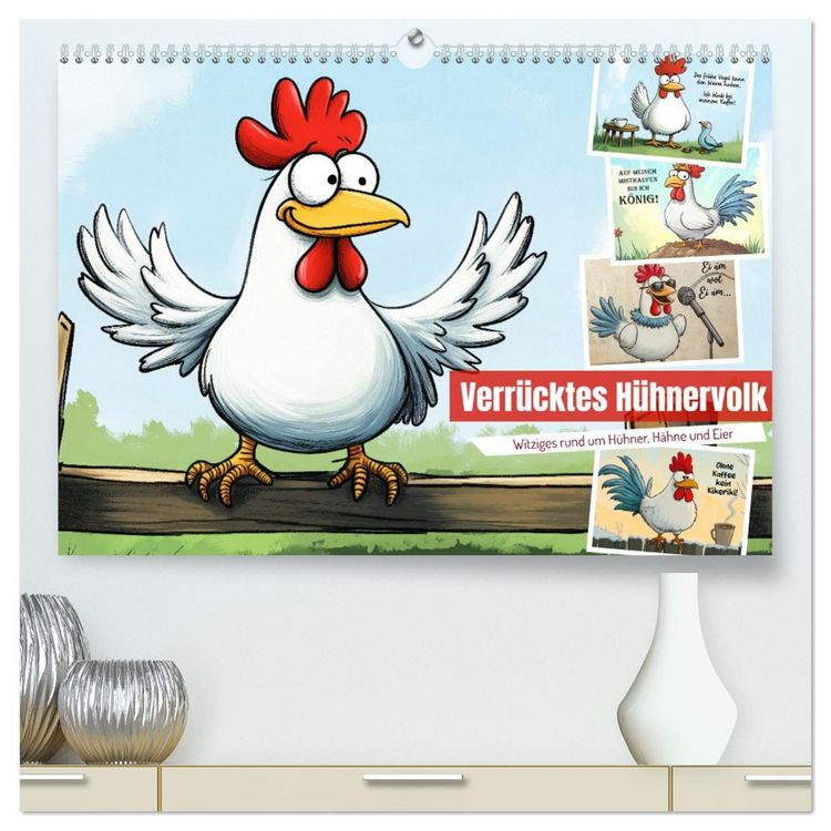 Produktbild: Verr&uuml;cktes H&uuml;hnervolk (hochwertiger Premium Wandkalender 2026 DIN A2 quer), Kunstdruck in Hochglanz