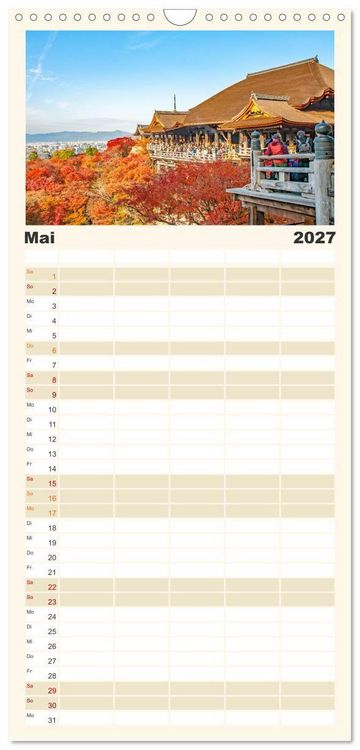 Produktbild: Familienplaner 2027 - Japanische Tempel und Schreine mit 5 Spalten (Wandkalender, 21 x 45 cm) CALVENDO